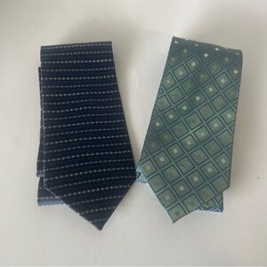 Van Heusen Elegant Blue and Green Patterned Ties 100% Silk